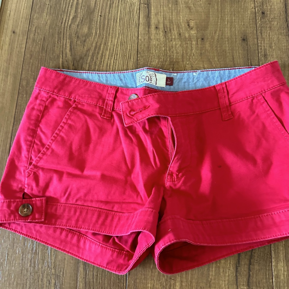 Bright red juniors shorts